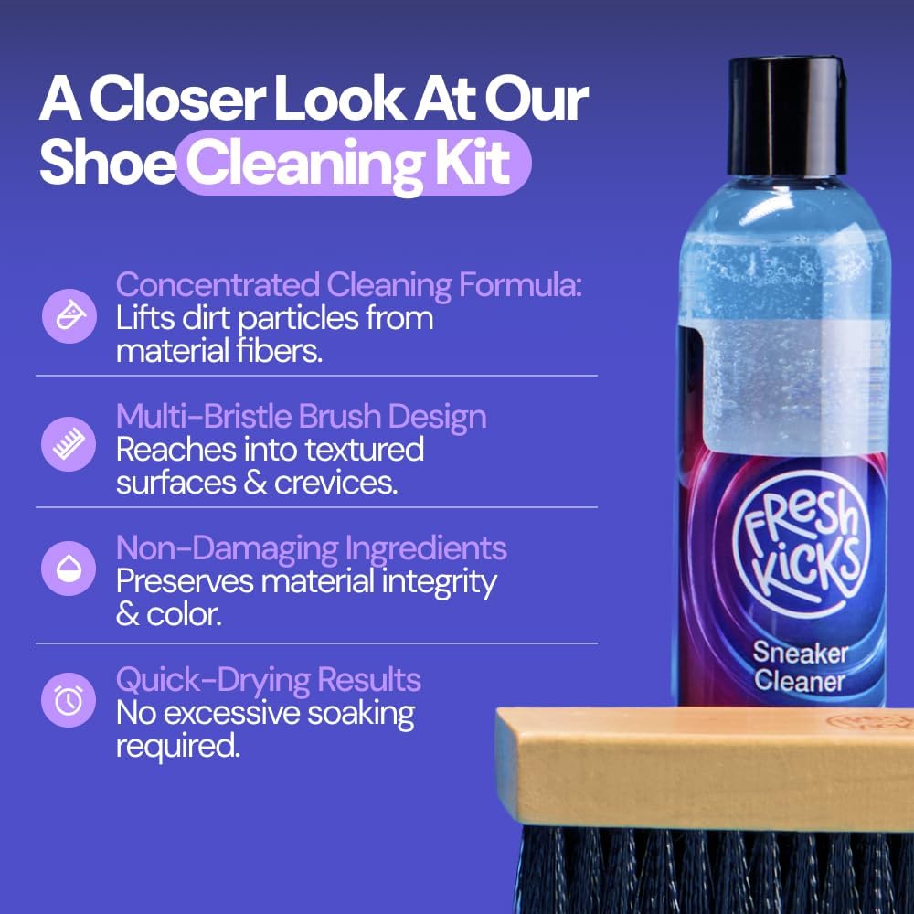 Sneaker Cleaning Kit, Foaming Cleaner & Brush – Restores White Sneakers, Suede, Canvas, & Leather