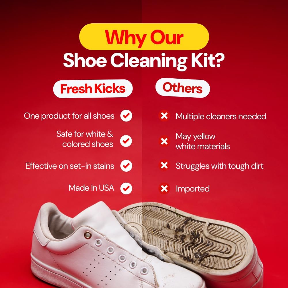 Sneaker Cleaning Kit, Foaming Cleaner & Brush – Restores White Sneakers, Suede, Canvas, & Leather