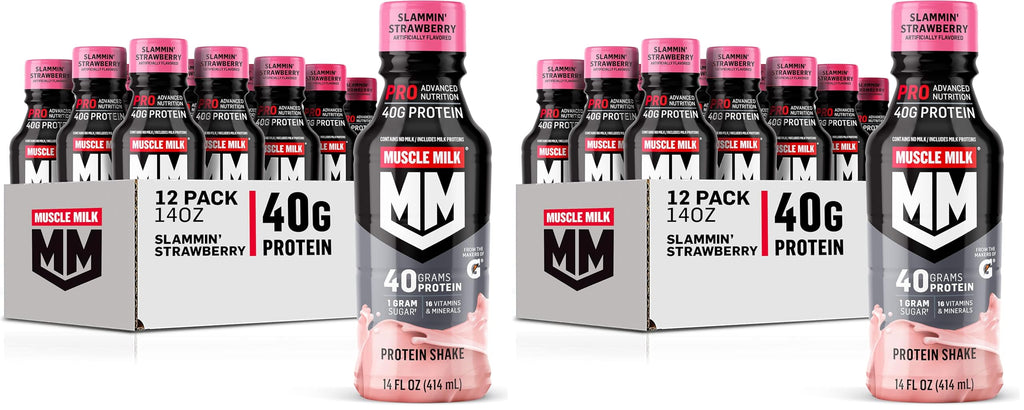 Muscle Milk Pro Advanced Nutrition Protein Shake, Intense Vanilla, 14 Fl Oz Bottle, 12 Pack, 40g Protein, 1g Sugar, 16 Vitamins & Minerals, 6g Fiber, Workout Recovery, Packaging May Vary