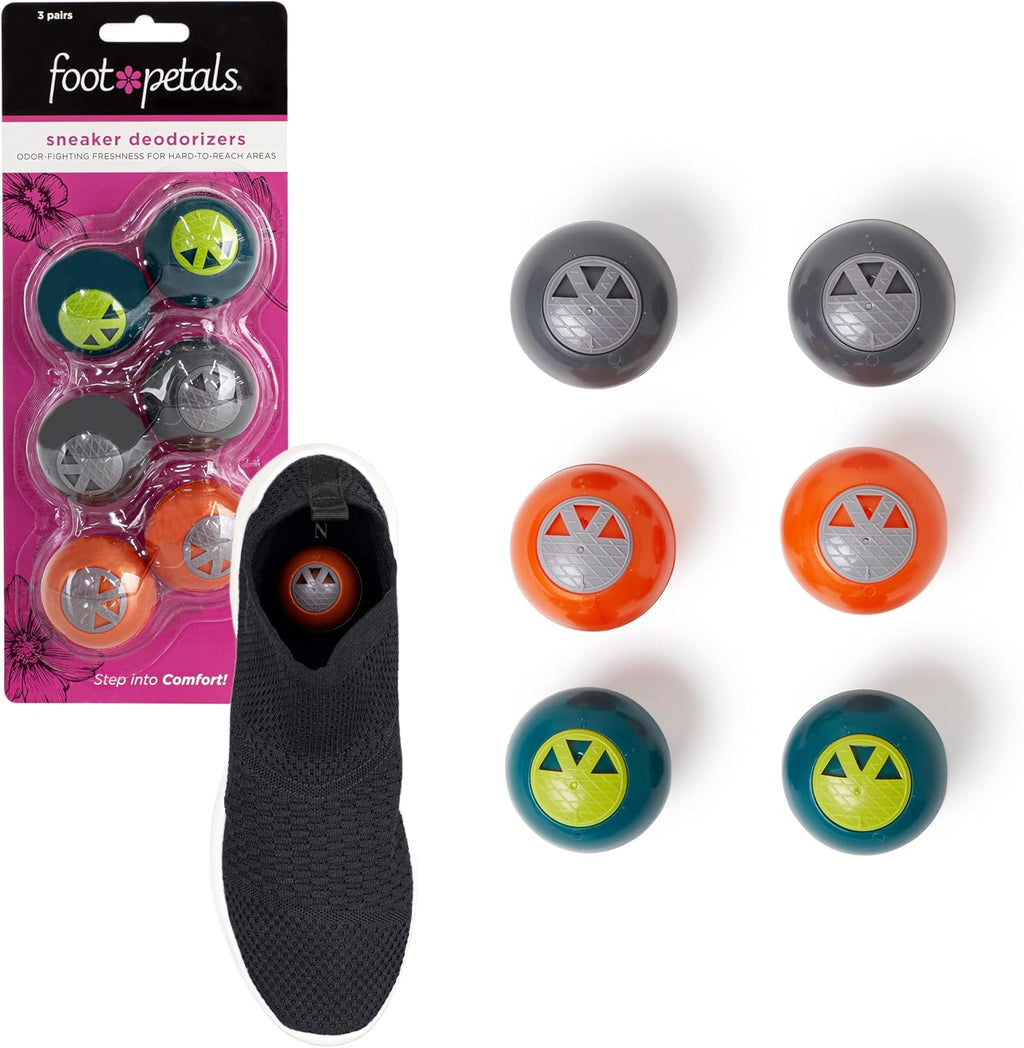 Foot Petals Sneaker Deodorizers - Freshener Balls For Shoes, Gym Bags, Lockers, or Drawers, 3-Pack, Neutral