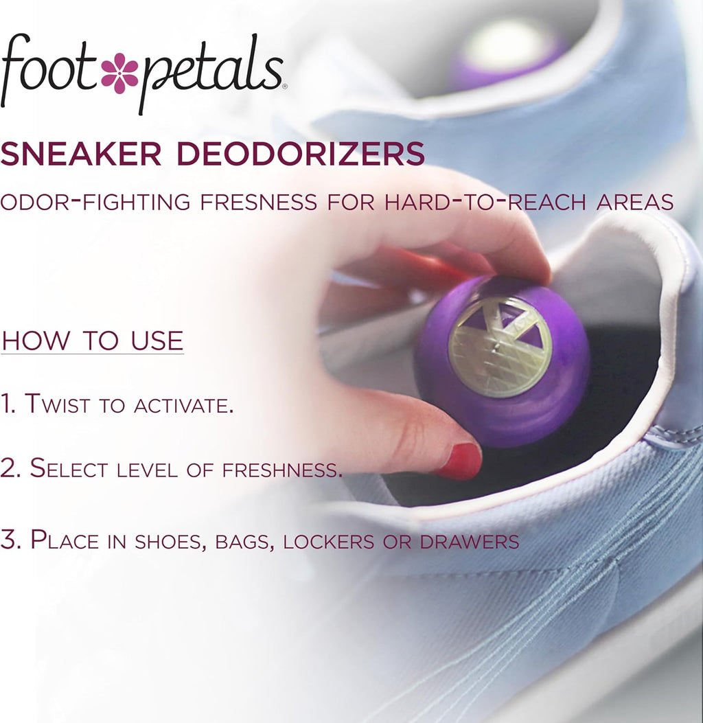 Foot Petals Sneaker Deodorizers - Freshener Balls For Shoes, Gym Bags, Lockers, or Drawers, 3-Pack, Neutral